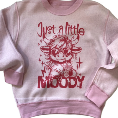 Moody Hyland Cow Kids Inside Out Sweatshirt | Cozy Season