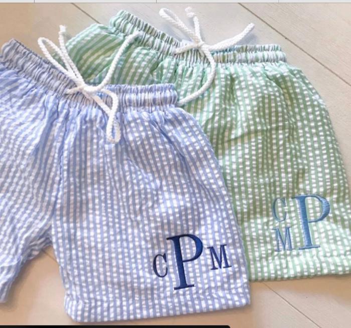 Seersucker Trunks | Monogrammed | 6 Colors | Sizes 12M-10Y