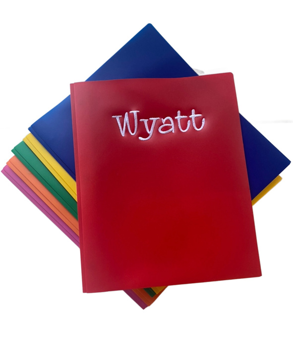 Personalized Embroidered School Folders| 6 for $36