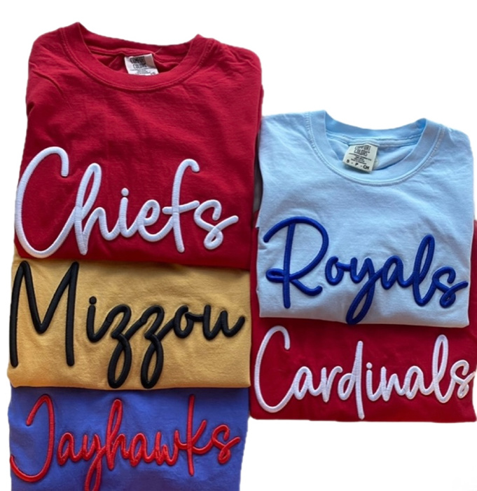 Puff Embroidery Team Name Tee Personalized