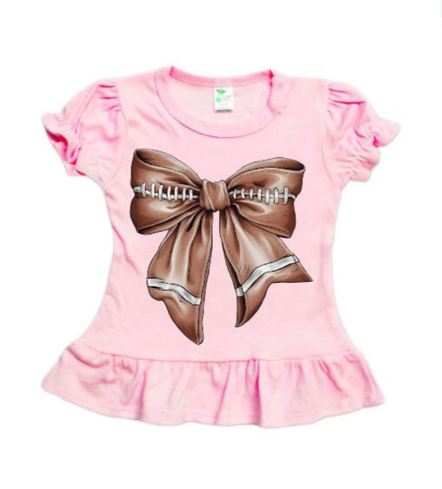 Football Bow Pink Ruffle Tee