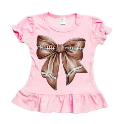 Football Bow Pink Ruffle Tee