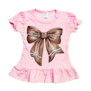  Football Bow Pink Ruffle Tee
