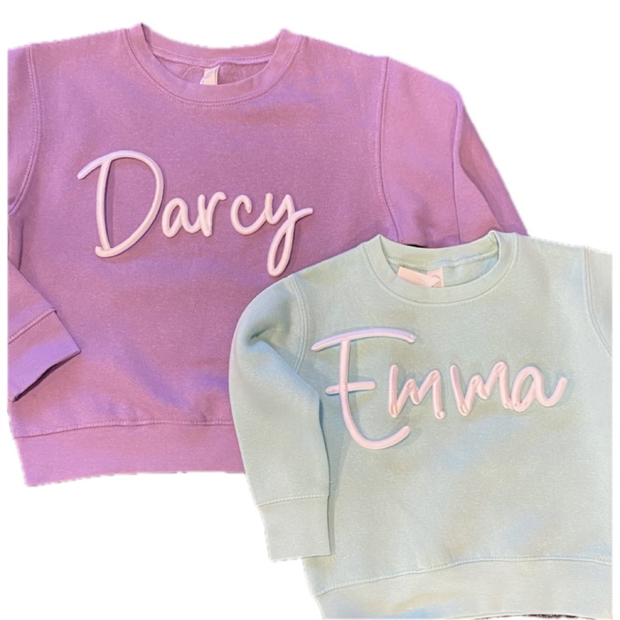 Puff Embroidery Name Sweatshirt Personalized Toddler & Kids