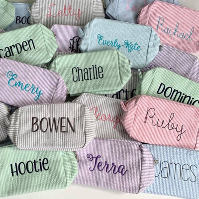 Seersucker Everything Bag Personalized | 8 Colors