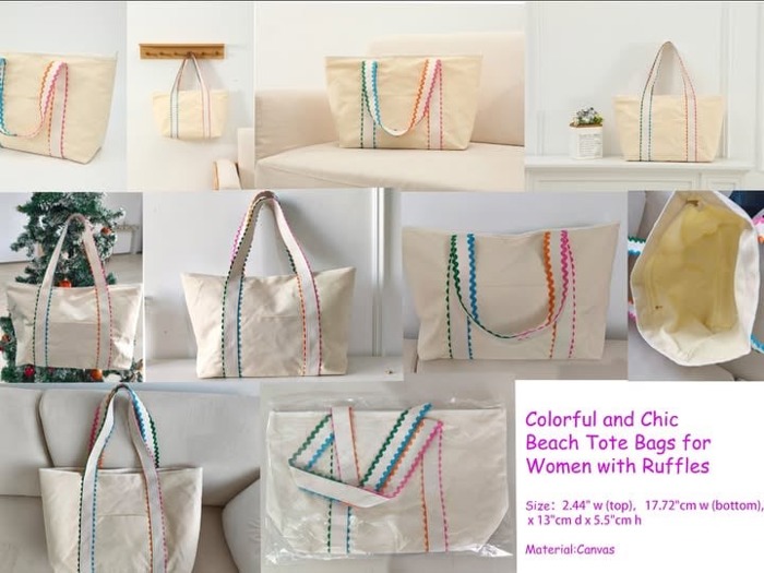 Personalized Ric Rac Tote Bag Embroidered