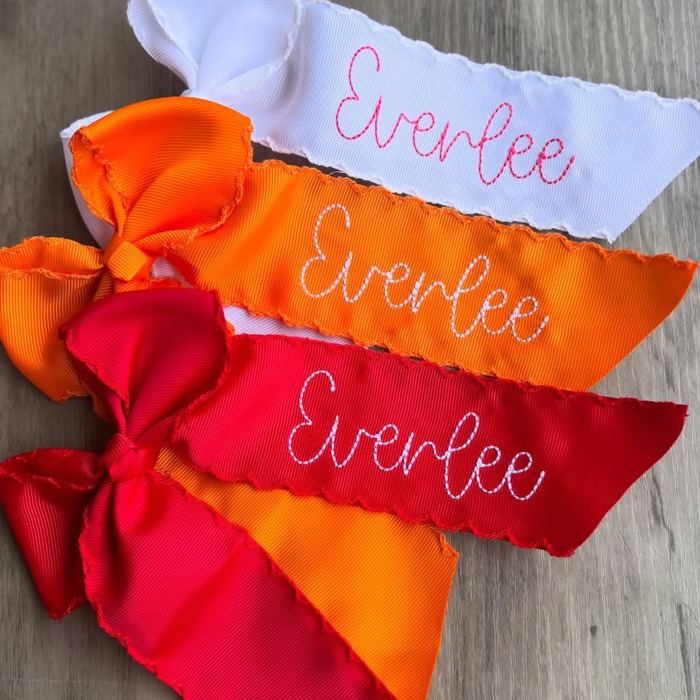 Embroidered Personalized Hair Bow Clip | 8 Colors