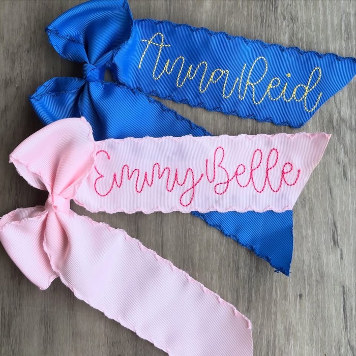 Embroidered Personalized Hair Bow Clip | 8 Colors
