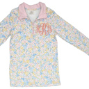  Monogrammed Girls Floral Pullover Sweater 1/4 Zip Personalized |Sizes 2T-10Y