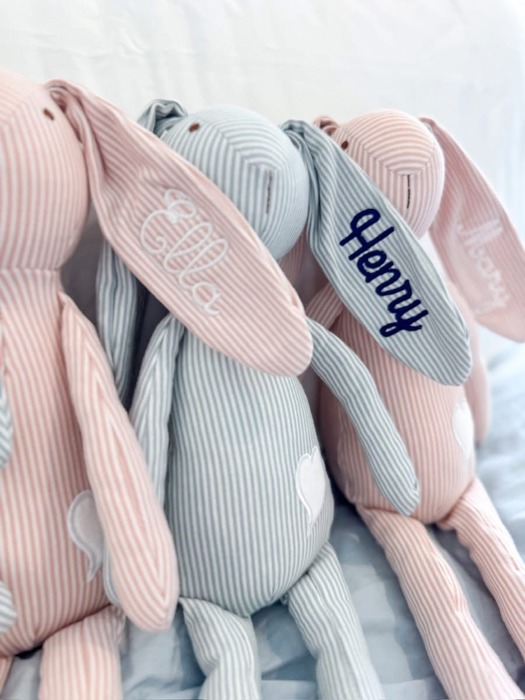 Striped Bunny  Easter Personalized Embroidered Plush