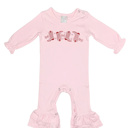  Valentine Embroidered Long Ruffle Romper | 3Designs |Sizes 3M-2T
