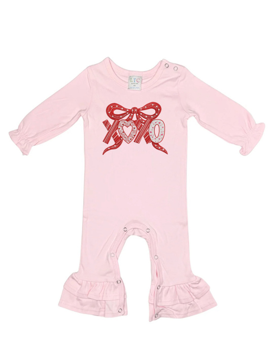 Valentine Embroidered Long Ruffle Romper | 3Designs |Sizes 3M-2T
