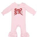  Valentine Embroidered Long Ruffle Romper | 3Designs |Sizes 3M-2T