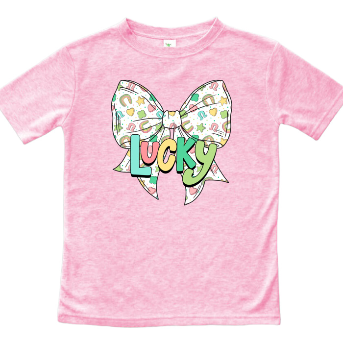 LUCKY Charms Bow St Patricks Day Tee \ Sizes 2T-10