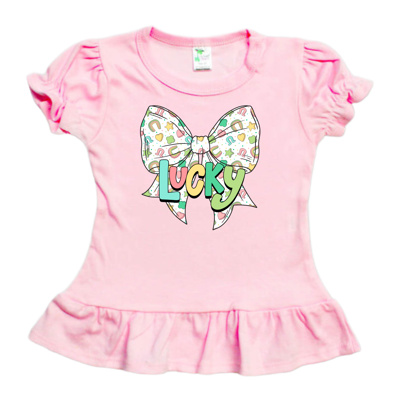 LUCKY Charms Bow St Patricks Day Tee \ Sizes 2T-10