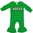  Mardi Gras Embroidered Long Ruffle Romper | 3Designs |Sizes 3M-2T
