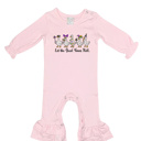  Mardi Gras Embroidered Long Ruffle Romper | 3Designs |Sizes 3M-2T