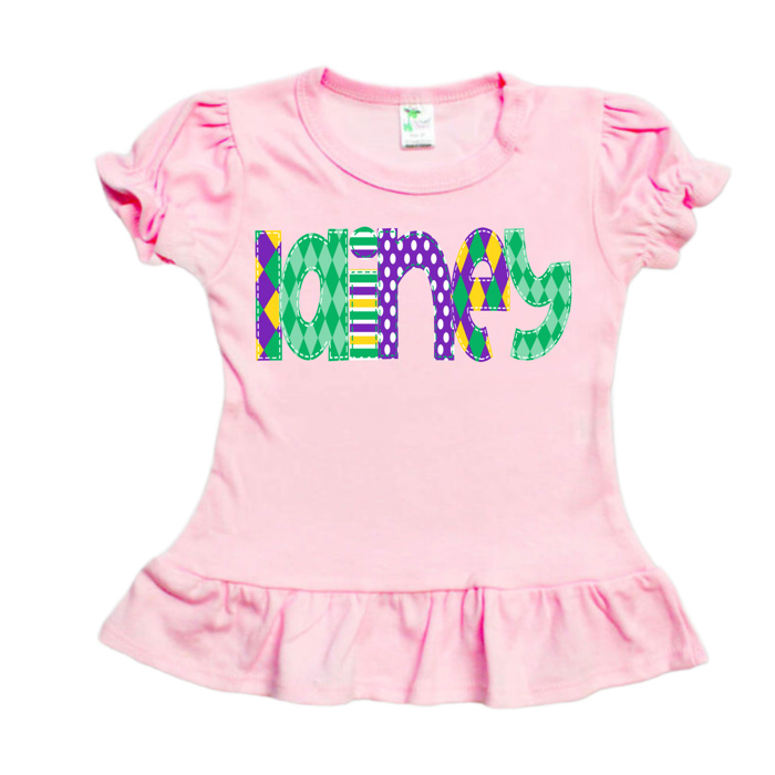 Mardi Gras Name Tee Personalized  Sizes 2T-10Y | 7 Alphas
