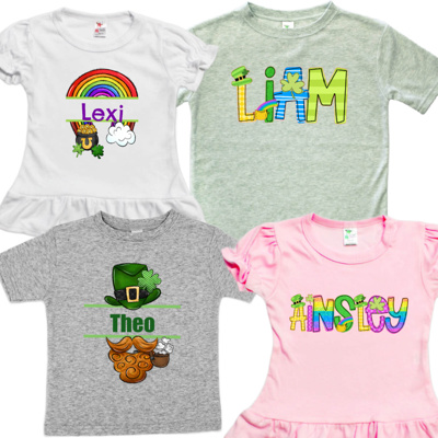 St. Patricks Day Name Tees Personalized | Sizes 2T-10Y