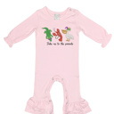  Mardi Gras Embroidered Long Ruffle Romper | 3Designs |Sizes 3M-2T