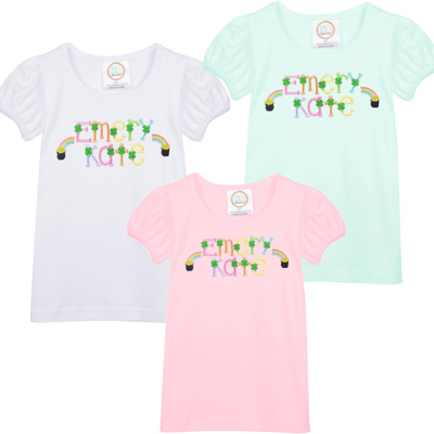 Rainbow Clover Name Tee St. Patrick's Day Personalized | Sizes 2T-10
