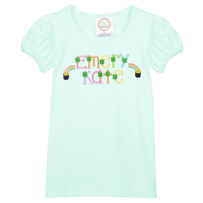 Rainbow Clover Name Tee St. Patrick's Day Personalized | Sizes 2T-10