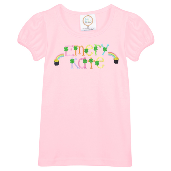 Rainbow Clover Name Tee St. Patrick's Day Personalized | Sizes 2T-10