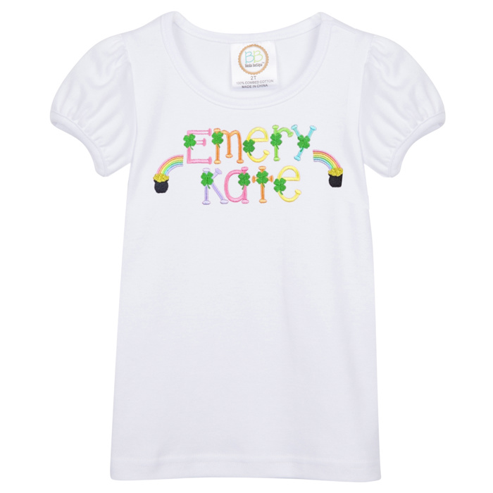 Rainbow Clover Name Tee St. Patrick's Day Personalized | Sizes 2T-10