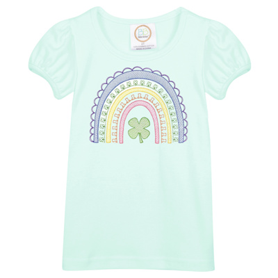 Clover Rainbow St. Patrick's Day Embroidered Tee |2T-12Y