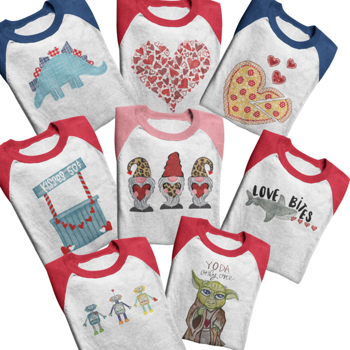 Valentine Raglan Tees Toddler and Kids Sizes | 21 Designs