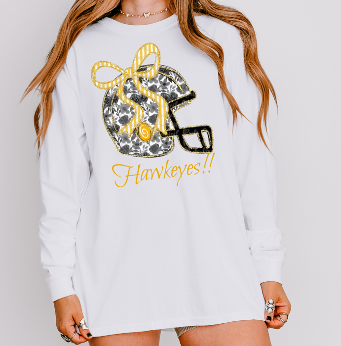 Floral Football Helmet Spirit Tee Adult | 10 Color Options