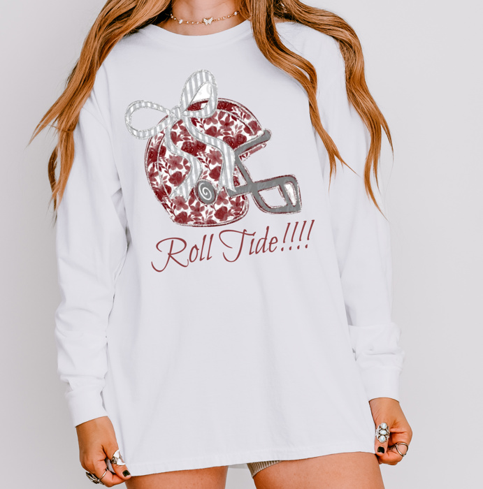 Floral Football Helmet Spirit Tee Adult | 10 Color Options