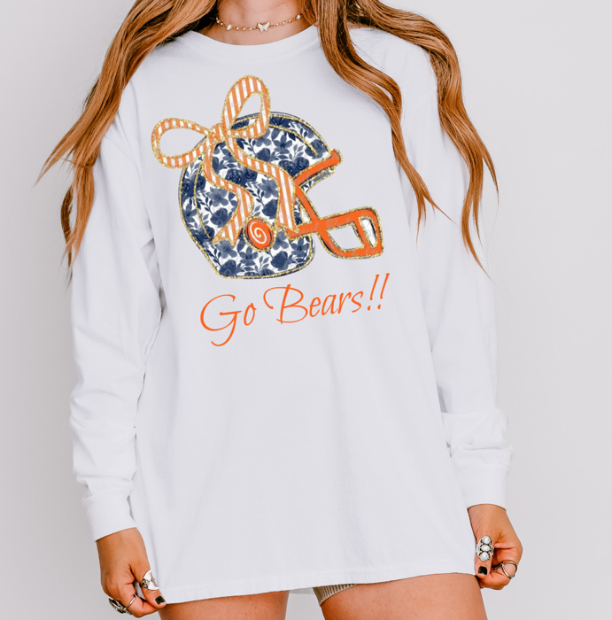 Floral Football Helmet Spirit Tee Adult | 10 Color Options