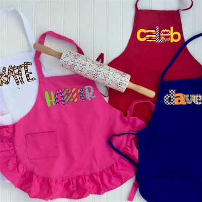 Kids Personalized Apron Ruffled or Plain | 4 Colors