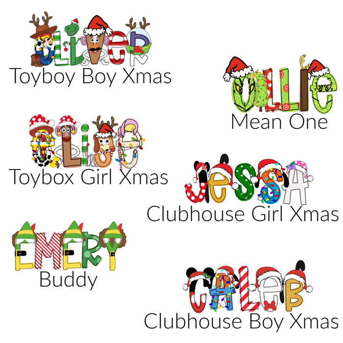 Character Holiday Personalized Pajamas | 8 Christmas Themes | Sizes 2T-6Y
