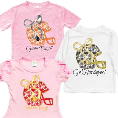 Floral Football Helmet Spirit Tee Kids | 10 Color Options
