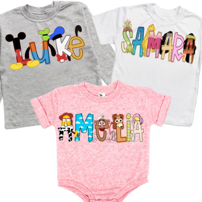 Personalized Vacation Character Baby Tee or Bubble | 27 Characters