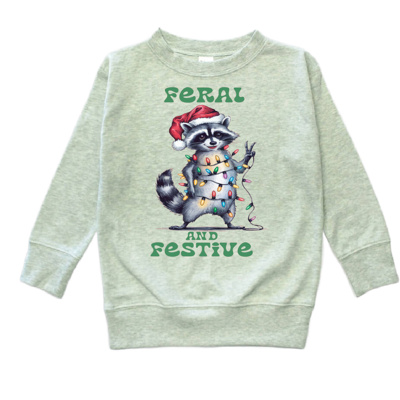 Festive and Feral Racoon Holiday Christmas Tee 2T-12