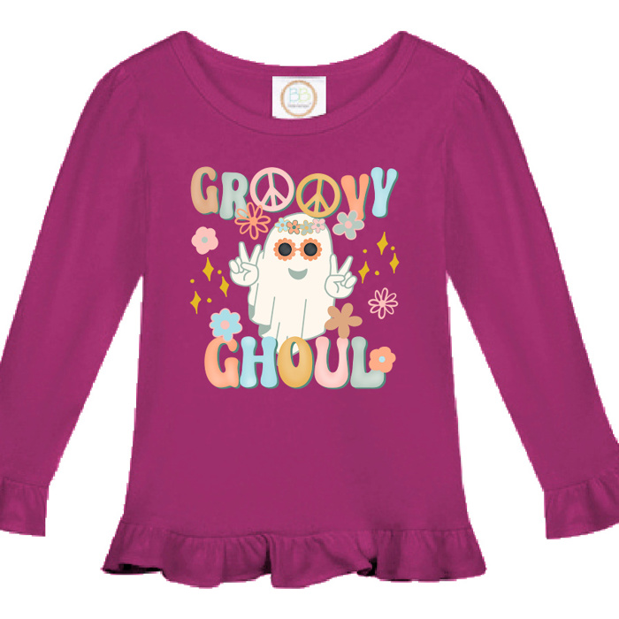 Girls Halloween Ghost Ruffle Tee | 3 Designs | 2T-8