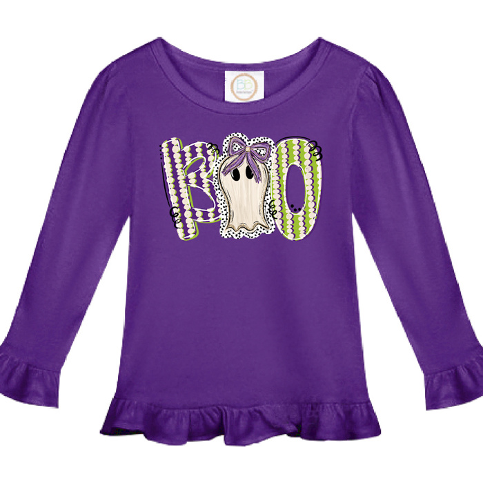 Girls Halloween Ghost Ruffle Tee | 3 Designs | 2T-8