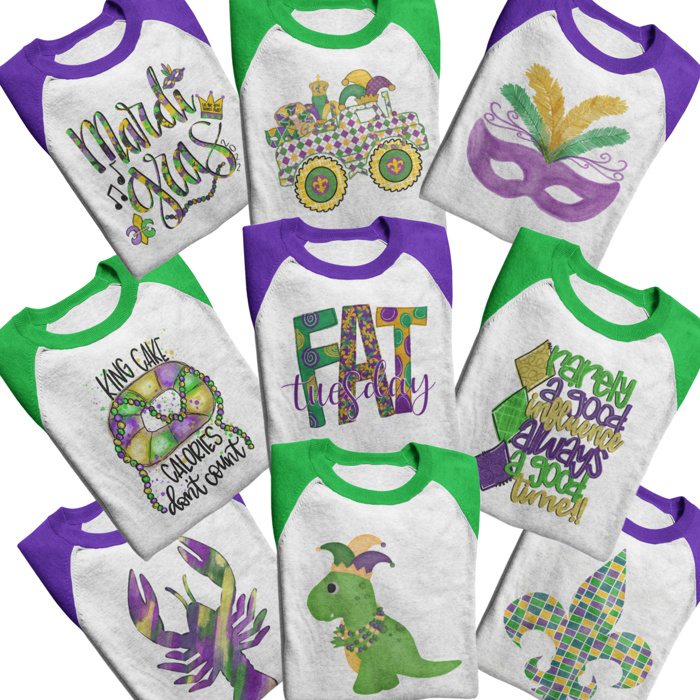 MARDI GRAS Raglan Tee | Adult Sizes | 13 Designs