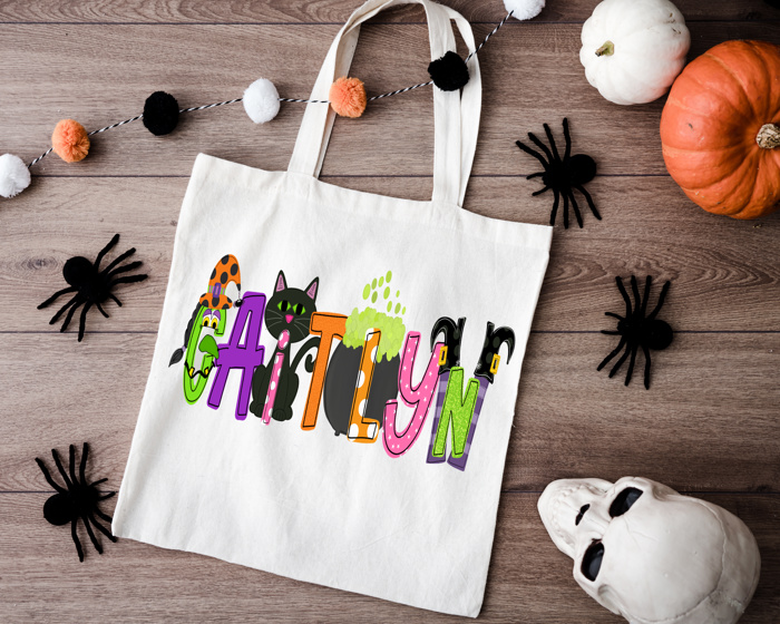 Monster Mash Personalized Halloween Tote | 11 Alpha Options