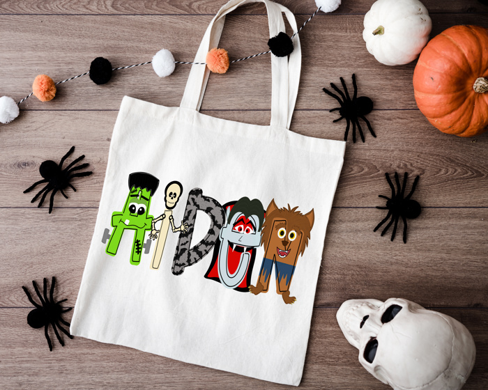 Monster Mash Personalized Halloween Tote | 11 Alpha Options
