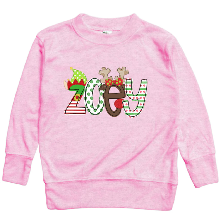 Holiday Name Tee Personalized Christmas Theme and Character | Sizes 2T-10Y | 8 Alphas