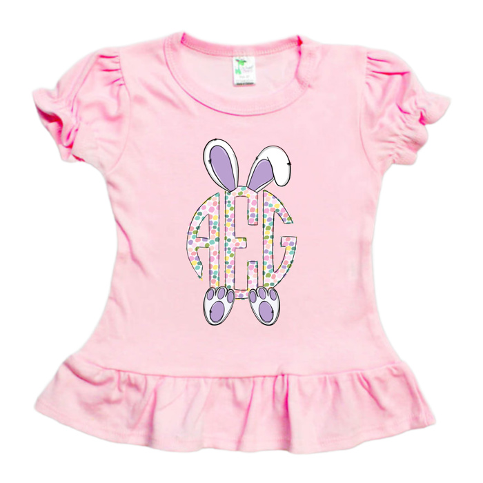 Easter Monogram Bunny Personalized Tee | Sizes 2T-10