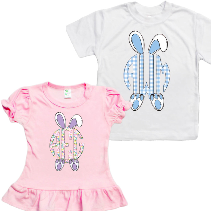Easter Monogram Bunny Personalized Tee | Sizes 2T-10