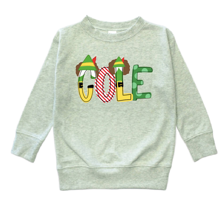 Holiday Name Tee Personalized Christmas Theme and Character | Sizes 2T-10Y | 8 Alphas