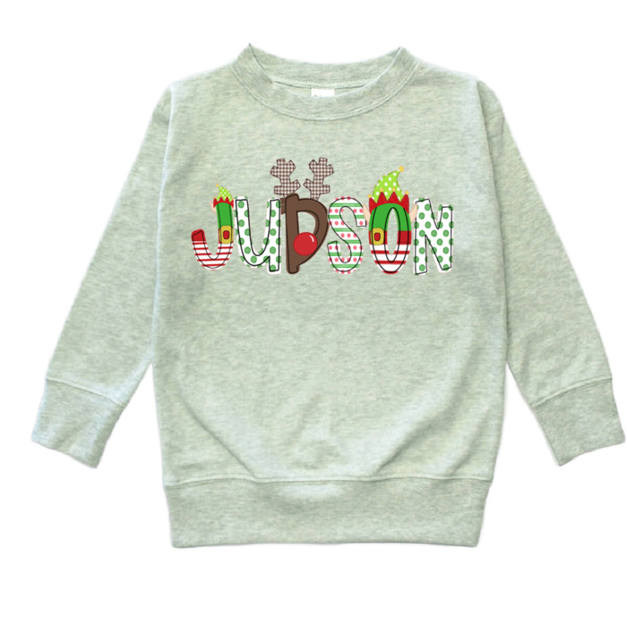 Holiday Name Tee Personalized Christmas Theme and Character | Sizes 2T-10Y | 8 Alphas