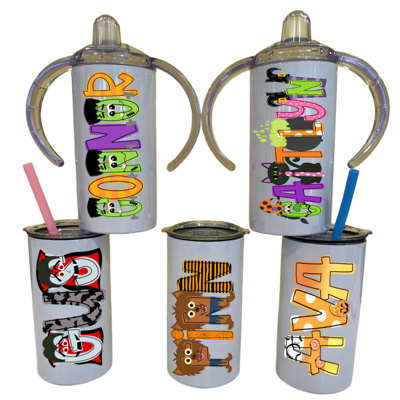 Halloween Monster Mash Sippy Cup Personalized \ 11 Alpha Options