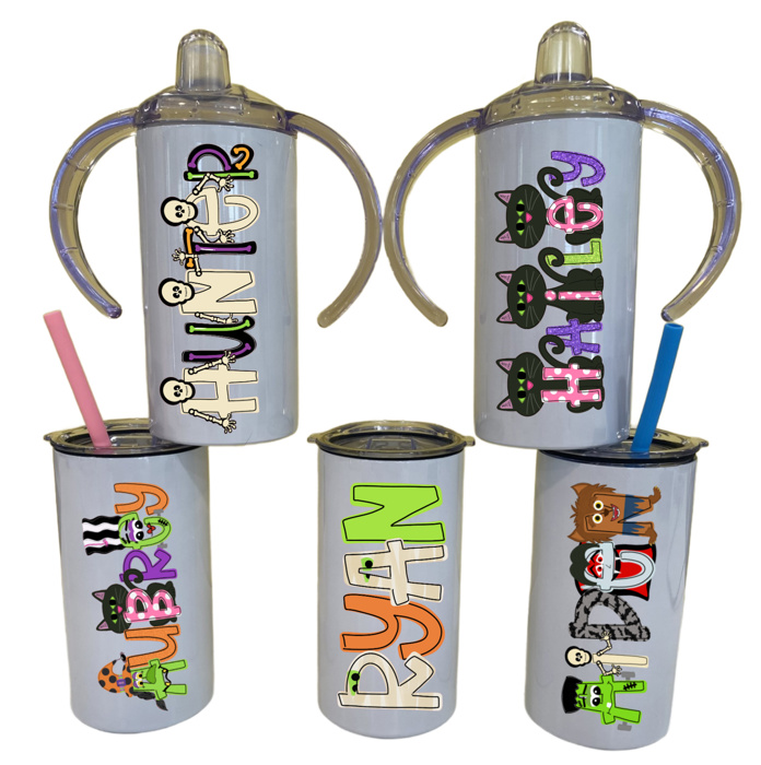 Halloween Monster Mash Sippy Cup Personalized \ 11 Alpha Options